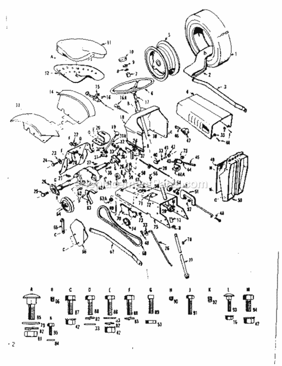Page B Diagram and Parts List for 91725230  Craftsman Lawn Tractor
