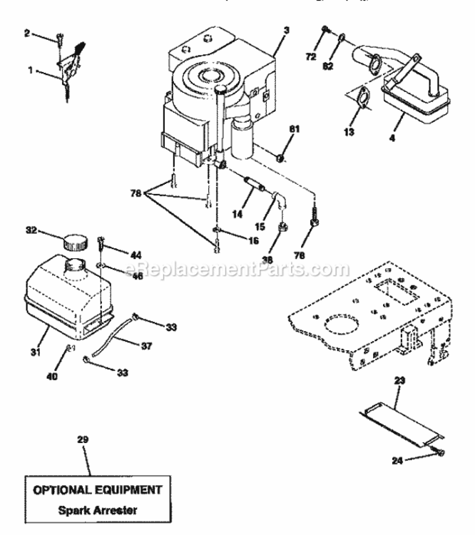 Page H Diagram and Parts List for 917252450  Craftsman Lawn Tractor