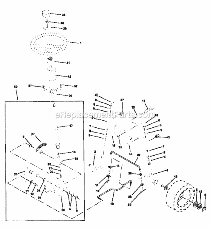 Steering_Assembly Diagram and Parts List for 917252501  Craftsman Lawn Tractor