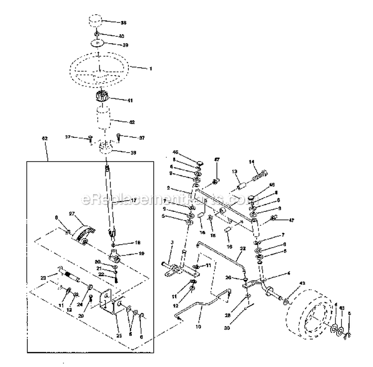 Steering Diagram and Parts List for 917252531  Craftsman Lawn Tractor