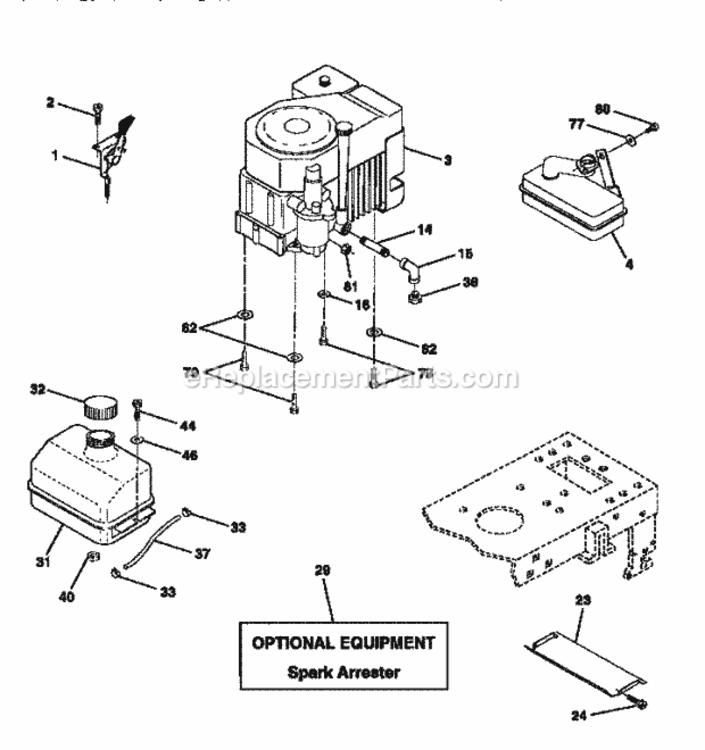 Page H Diagram and Parts List for 917252541  Craftsman Lawn Tractor