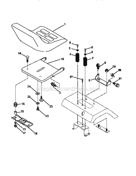 Page E Diagram and Parts List for 917252561  Craftsman Lawn Tractor