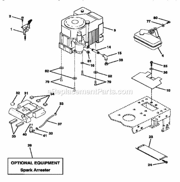 Page E Diagram and Parts List for 917252580  Craftsman Lawn Tractor