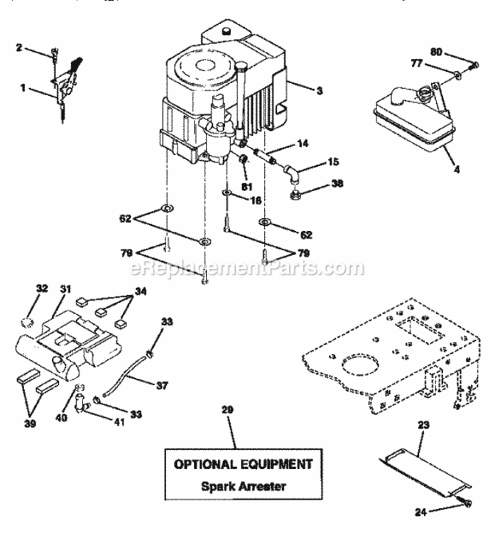Page E Diagram and Parts List for 917252600  Craftsman Lawn Tractor