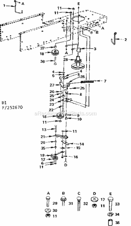 Page D Diagram and Parts List for 917252670  Craftsman Lawn Tractor