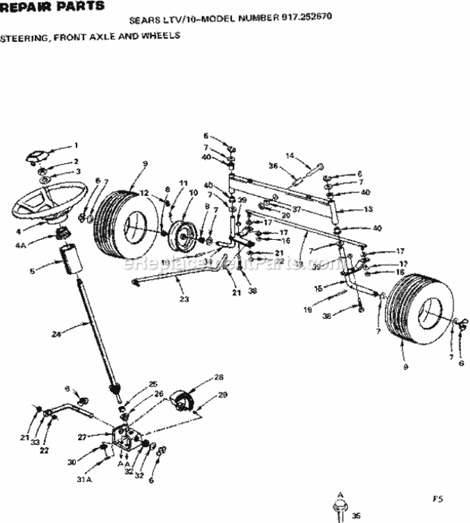 Page F Diagram and Parts List for 917252670  Craftsman Lawn Tractor
