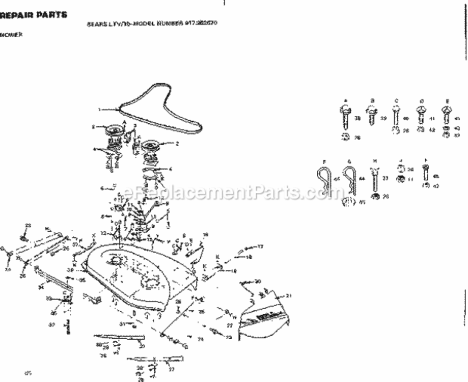 Page G Diagram and Parts List for 917252670  Craftsman Lawn Tractor