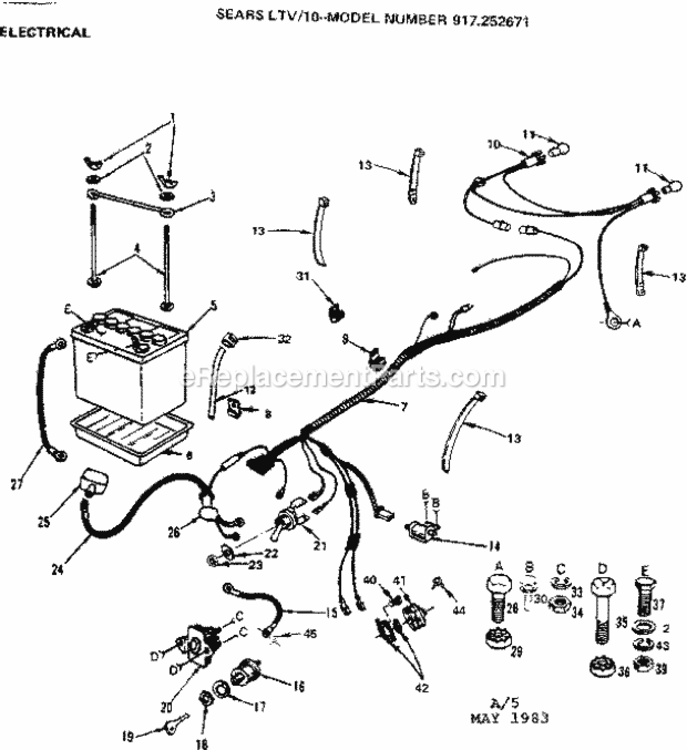 Page A Diagram and Parts List for 917252671  Craftsman Lawn Tractor