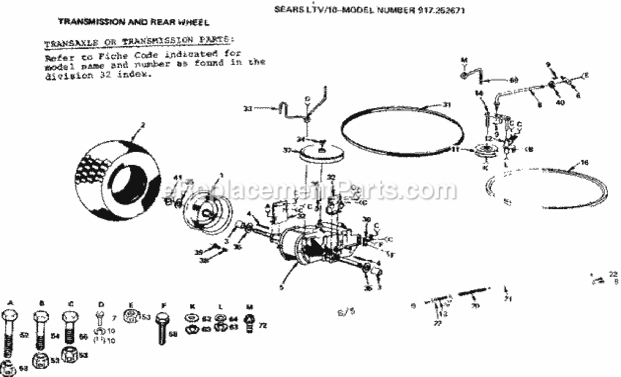 Page E Diagram and Parts List for 917252671  Craftsman Lawn Tractor