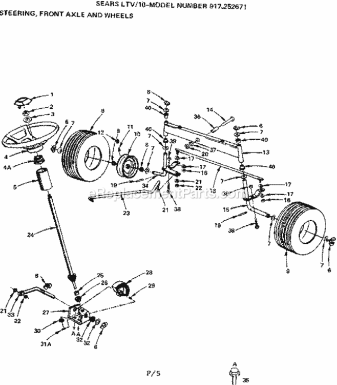 Page F Diagram and Parts List for 917252671  Craftsman Lawn Tractor