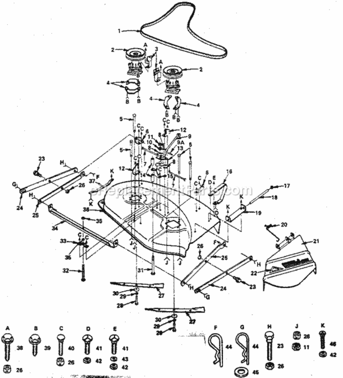 Page G Diagram and Parts List for 917252673  Craftsman Lawn Tractor