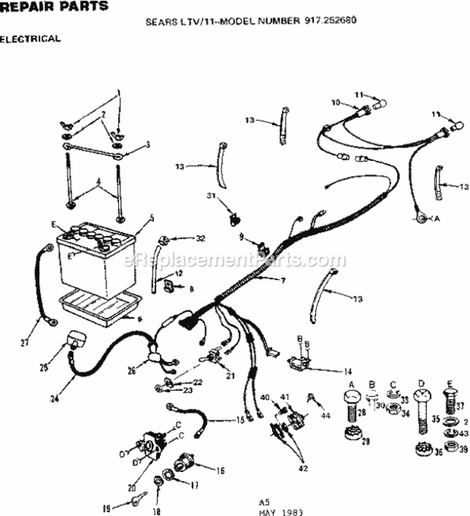Page A Diagram and Parts List for 917252680  Craftsman Lawn Tractor