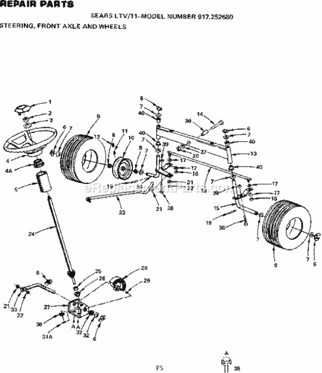 Page F Diagram and Parts List for 917252680  Craftsman Lawn Tractor