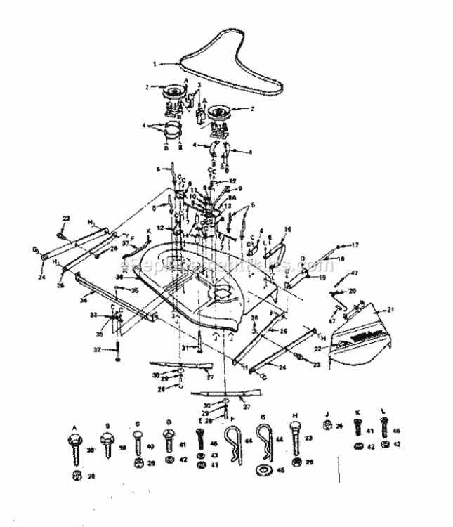 Page G Diagram and Parts List for 917252683  Craftsman Lawn Tractor