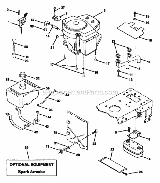 Page E Diagram and Parts List for 917252710  Craftsman Lawn Tractor