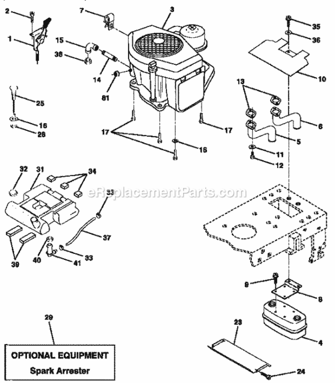 Page E Diagram and Parts List for 917252711  Craftsman Lawn Tractor