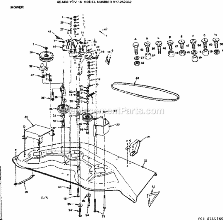 Page G Diagram and Parts List for 917252932  Craftsman Lawn Tractor