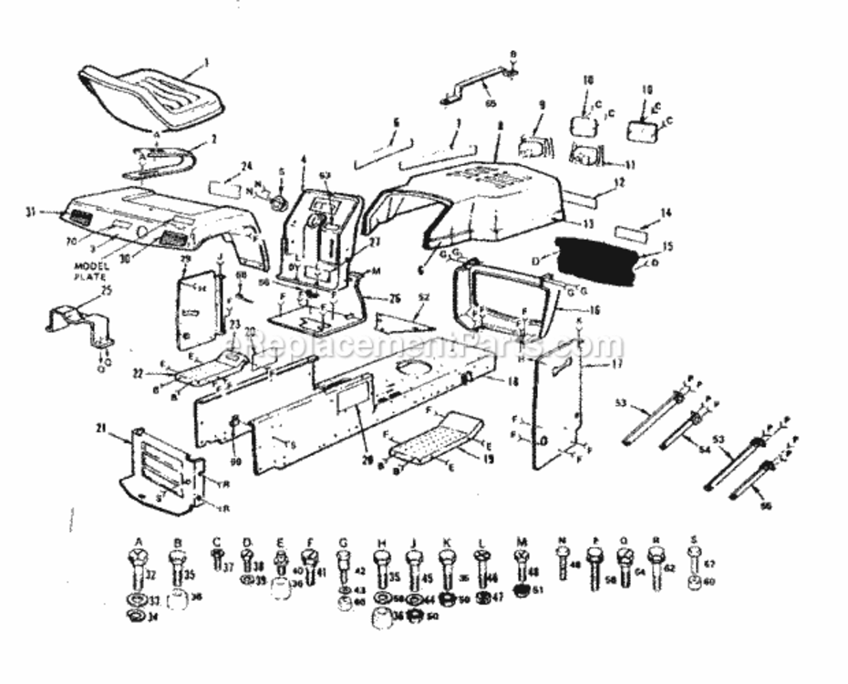 Page B Diagram and Parts List for 917252933  Craftsman Lawn Tractor