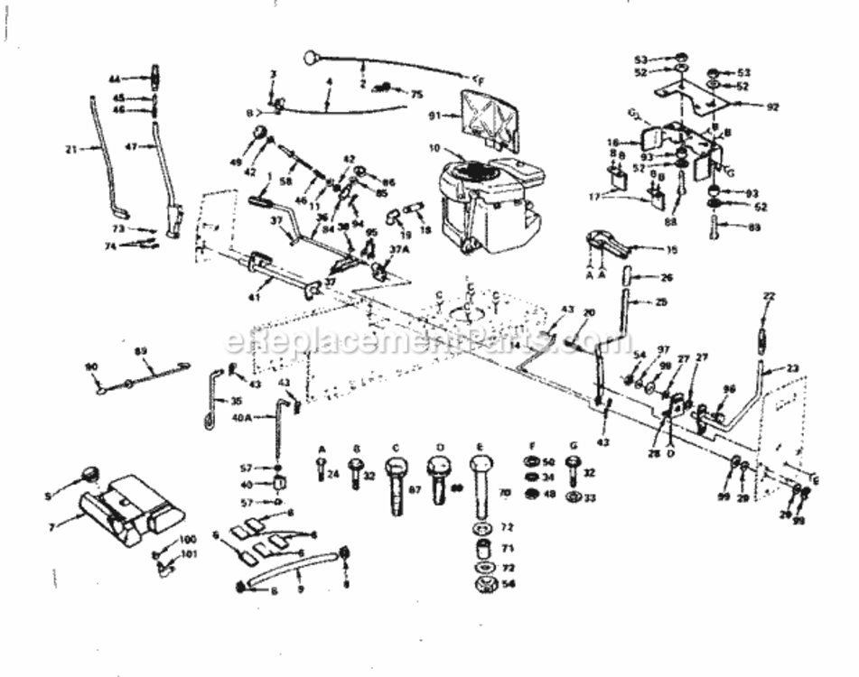 Page C Diagram and Parts List for 917252933  Craftsman Lawn Tractor