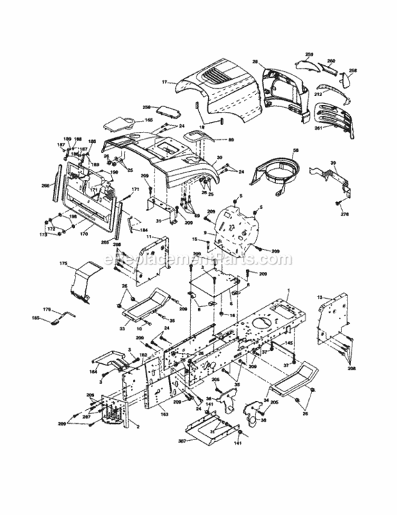 Page B Diagram and Parts List for 917253151  Craftsman Lawn Tractor