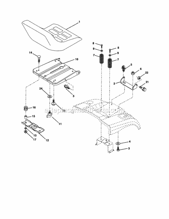 Page H Diagram and Parts List for 917253151  Craftsman Lawn Tractor