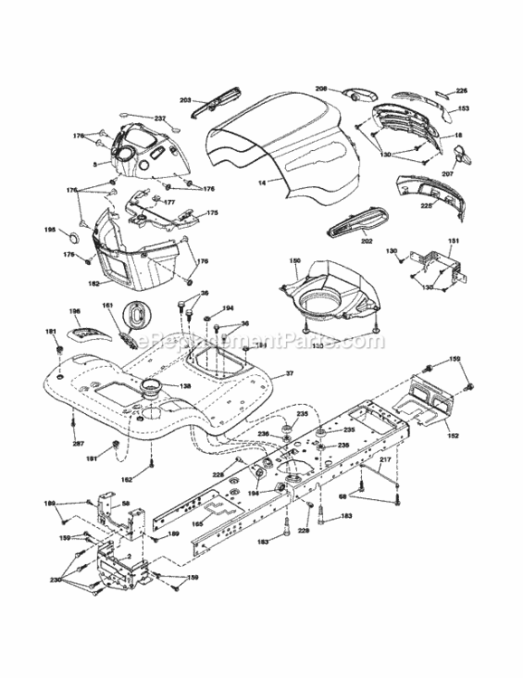Page E Diagram and Parts List for 917253230  Craftsman Lawn Tractor