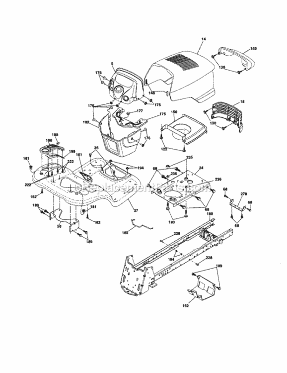 Page B Diagram and Parts List for 917253260  Craftsman Lawn Tractor