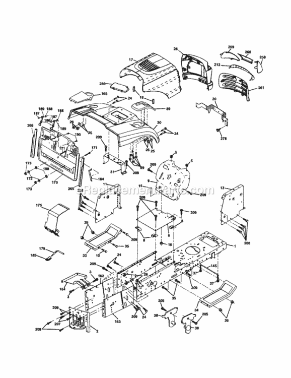 Page B Diagram and Parts List for 917253330  Craftsman Lawn Tractor