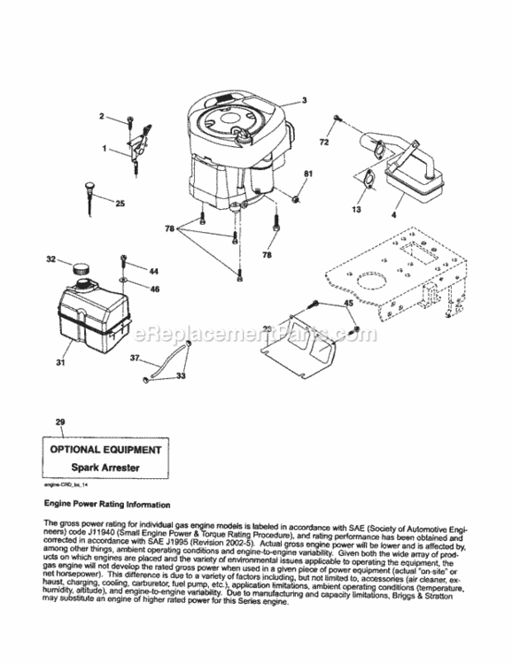 Page H Diagram and Parts List for 917253360  Craftsman Lawn Tractor