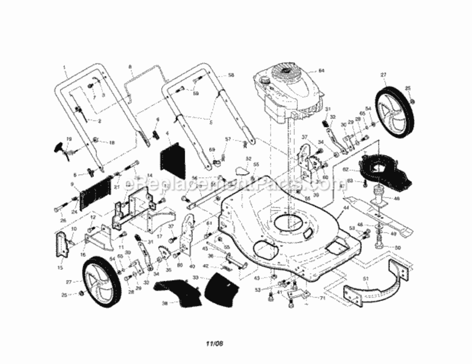 Page A Diagram and Parts List for 917253411  Craftsman Lawn Mower