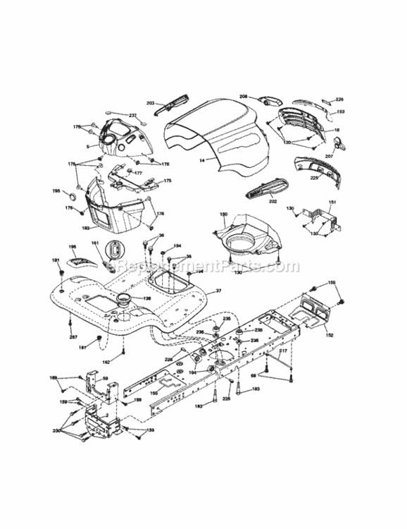 Page B Diagram and Parts List for 917253540  Craftsman Lawn Tractor