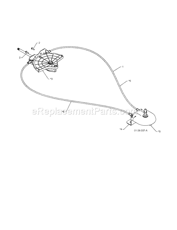 Lever / Cable Rotator Diagram and Parts List for 917253560  Craftsman Snow Blower