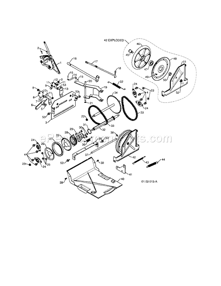 Drive Diagram and Parts List for 917253561  Craftsman Snow Blower