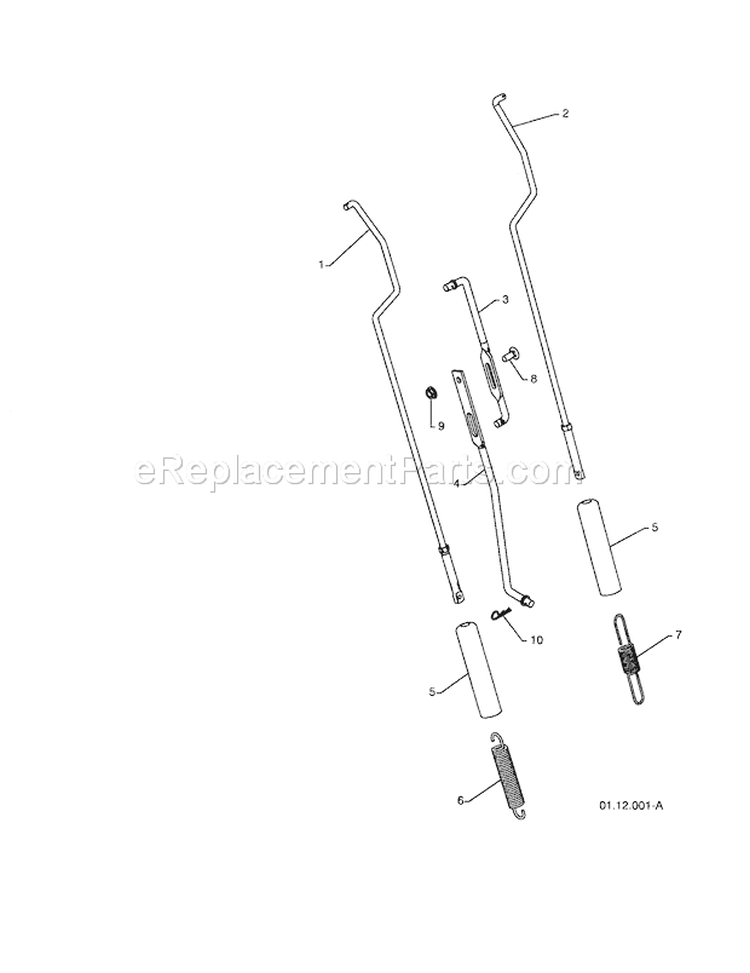 Impeller & Traction Rods Diagram and Parts List for 917253570  Craftsman Snow Blower