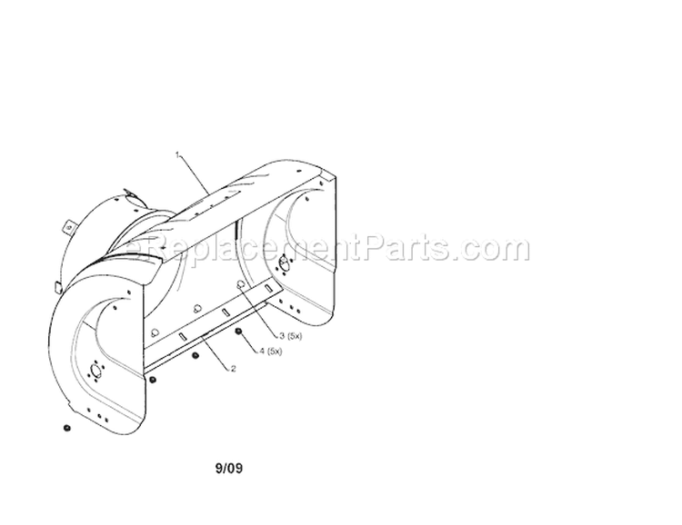 Auger Housing Diagram and Parts List for 917253571  Craftsman Snow Blower