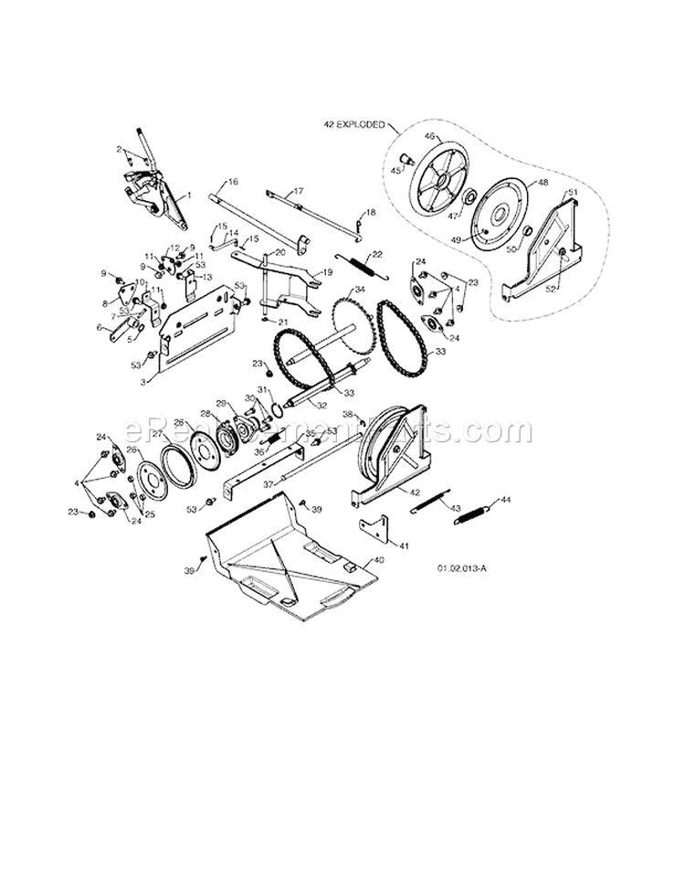 Drive Diagram and Parts List for 917253571  Craftsman Snow Blower