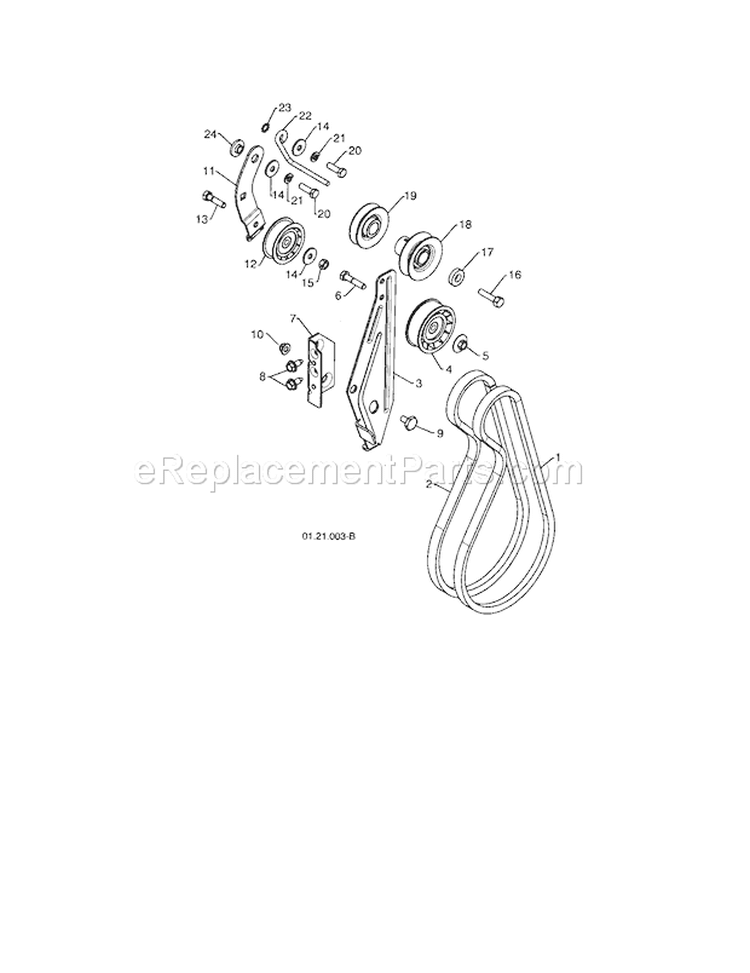 Impeller & Traction Belts Diagram and Parts List for 917253571  Craftsman Snow Blower