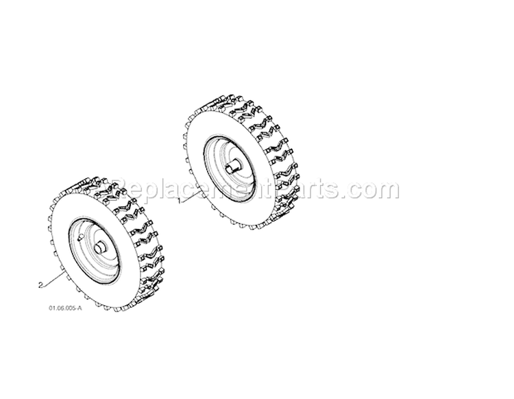 Wheels Diagram and Parts List for 917253571  Craftsman Snow Blower