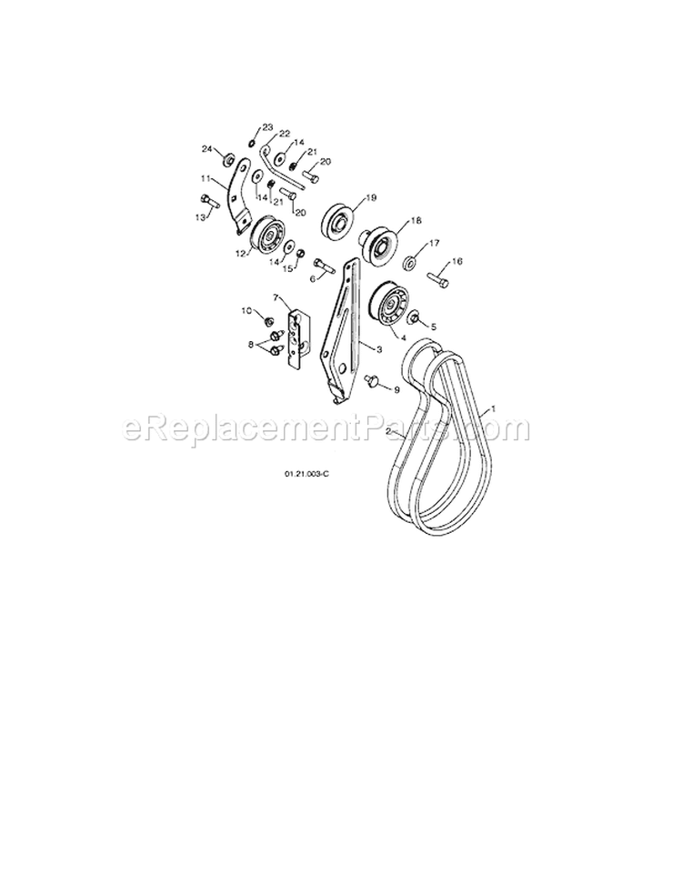 Impeller & Traction Belts Diagram and Parts List for 917253572  Craftsman Snow Blower