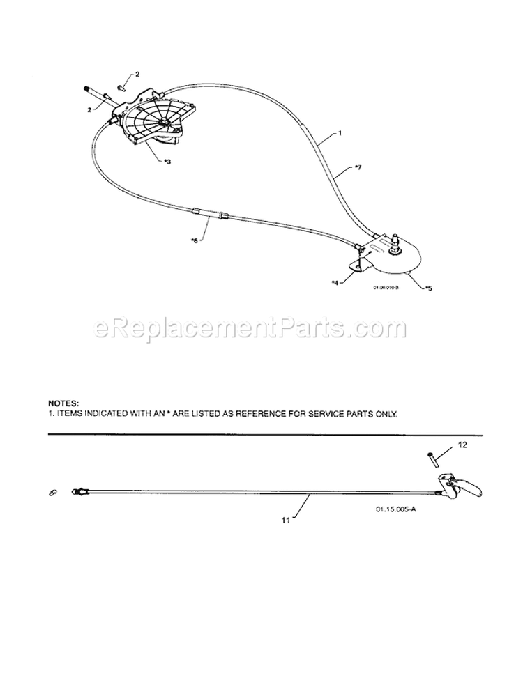 Lever / Cable Rotator / Steer Diagram and Parts List for 917253572  Craftsman Snow Blower