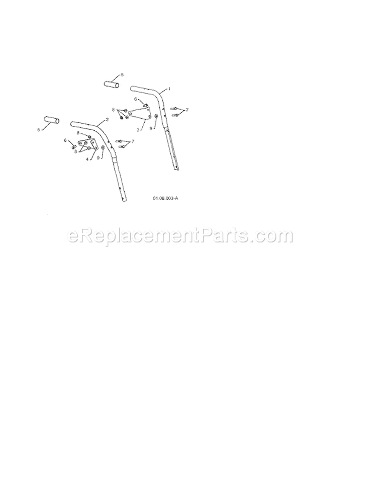 Plow Handles Diagram and Parts List for 917253580  Craftsman Snow Blower