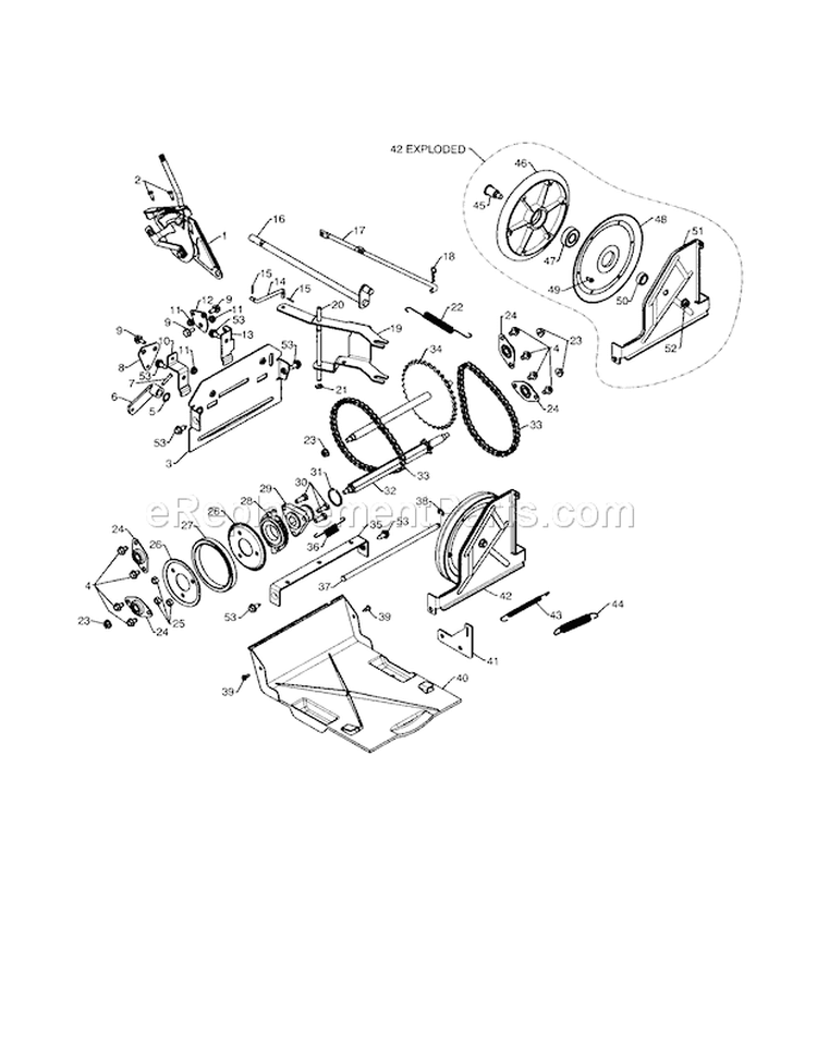 Drive Diagram and Parts List for 917253581  Craftsman Snow Blower