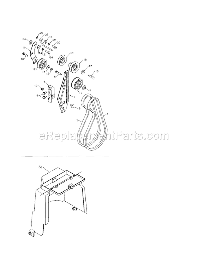 Impeller & Traction Belts Diagram and Parts List for 917253581  Craftsman Snow Blower