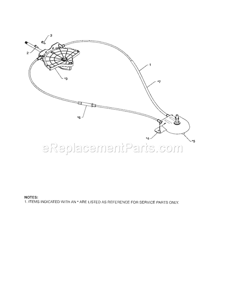 Lever / Cable Rotator Diagram and Parts List for 917253581  Craftsman Snow Blower