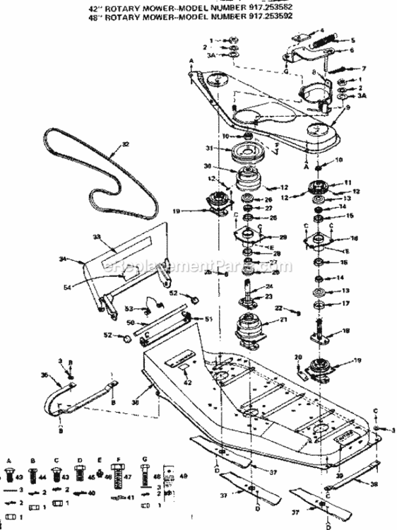 Page B Diagram and Parts List for 917253582  Craftsman Lawn Tractor
