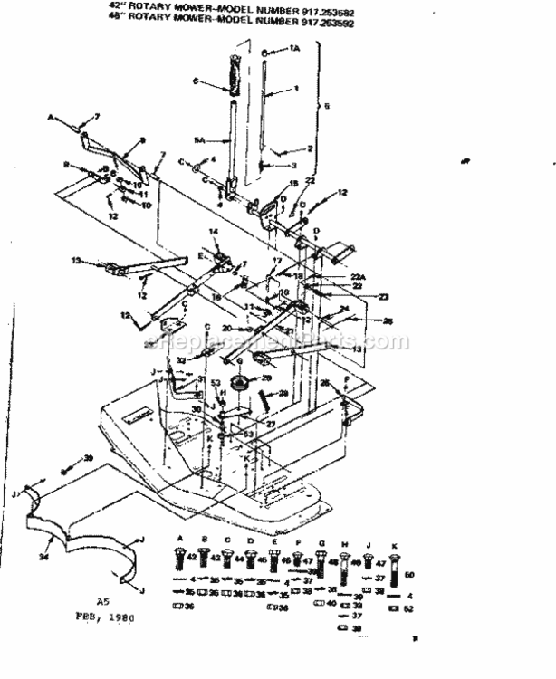 Page A Diagram and Parts List for 917253592  Craftsman Lawn Tractor