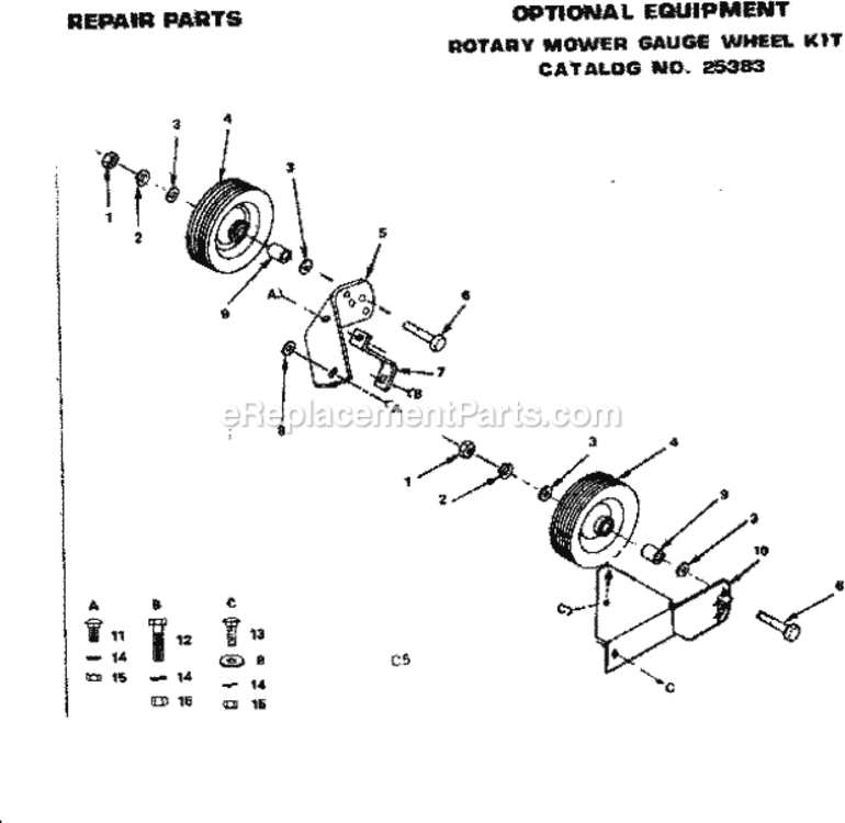 Page C Diagram and Parts List for 917253592  Craftsman Lawn Tractor