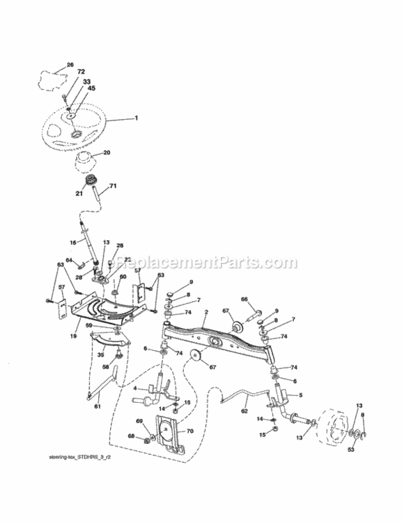 Page E Diagram and Parts List for 917253642  Craftsman Lawn Tractor