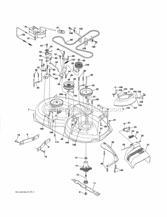 Page I Diagram and Parts List for 917253642  Craftsman Lawn Tractor