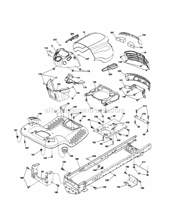 Page B Diagram and Parts List for 917253653  Craftsman Lawn Tractor
